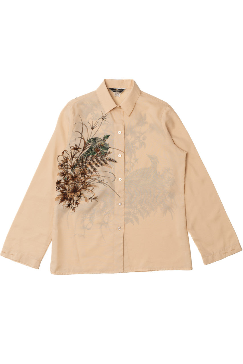 Vintage Peacock Wraparound Print Alex Coleman Button Up Shirt