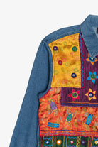 Vintage Life Style Embroidered Patchwork Front Denim Button Up (1990s)
