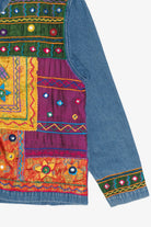 Vintage Life Style Embroidered Patchwork Front Denim Button Up (1990s)