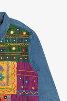 Vintage Life Style Embroidered Patchwork Front Denim Button Up (1990s)