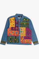 Vintage Life Style Embroidered Patchwork Front Denim Button Up (1990s)
