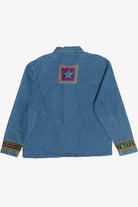 Vintage Life Style Embroidered Patchwork Front Denim Button Up (1990s)