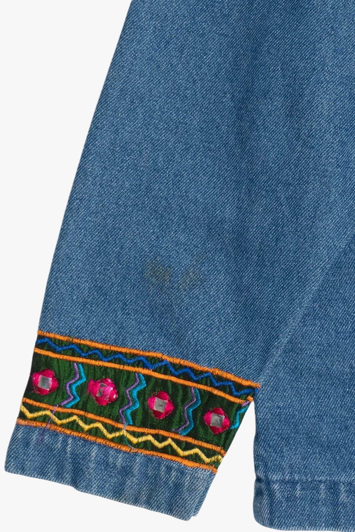 Vintage Life Style Embroidered Patchwork Front Denim Button Up (1990s)