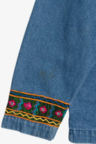 Vintage Life Style Embroidered Patchwork Front Denim Button Up (1990s)
