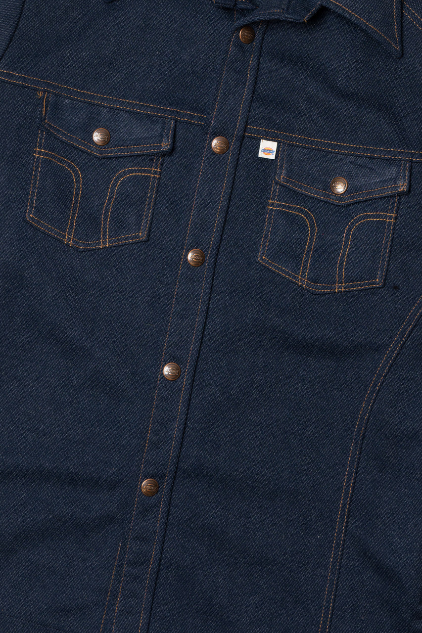 Vintage Dickies Poly Denim Snap Button Up Shirt
