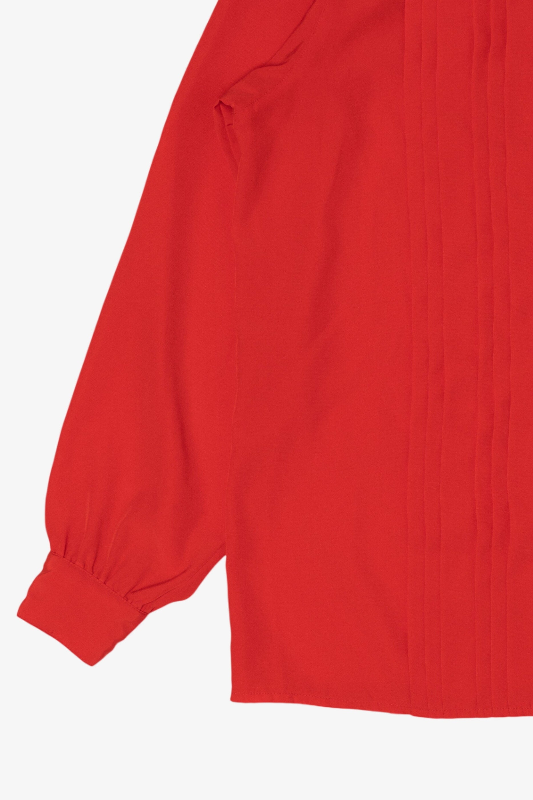 Vintage Red Yves St. Claire Pleated Ruffle Button Up Blouse (1980s)