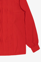 Vintage Red Yves St. Claire Pleated Ruffle Button Up Blouse (1980s)
