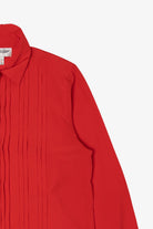 Vintage Red Yves St. Claire Pleated Ruffle Button Up Blouse (1980s)