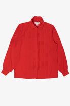 Vintage Red Yves St. Claire Pleated Ruffle Button Up Blouse (1980s)