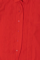 Vintage Red Yves St. Claire Pleated Ruffle Button Up Blouse (1980s)