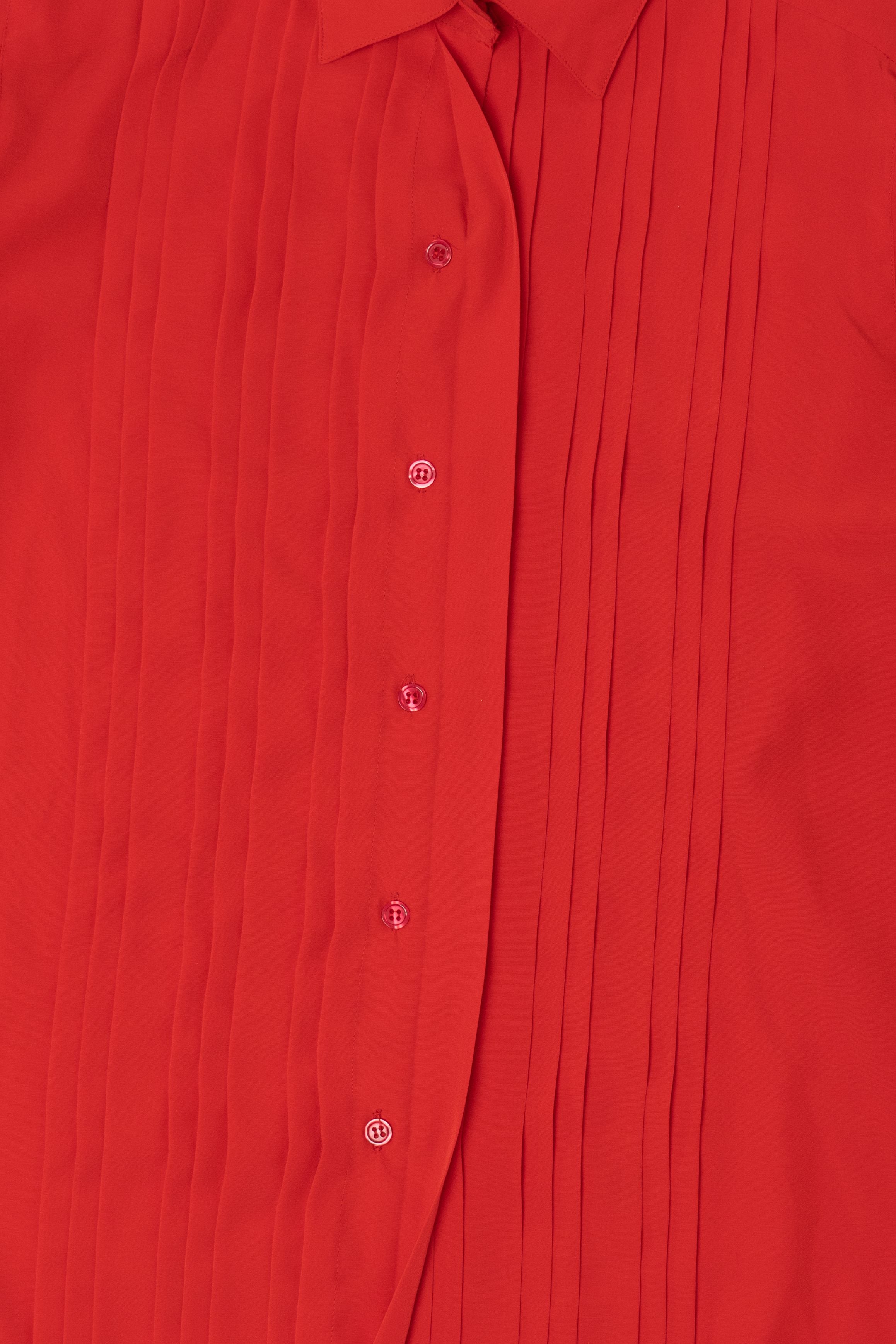 Vintage Red Yves St. Claire Pleated Ruffle Button Up Blouse (1980s)