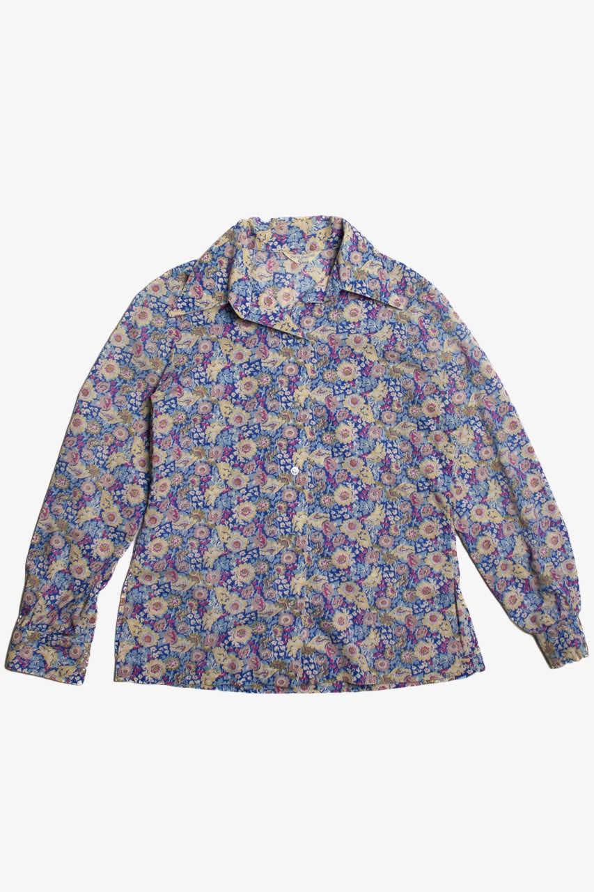 Vintage Floral Poppies Button Up Shirt (1970s)