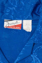 Vintage Blue Jonquil Paisley Pattern Silk Like Button Up Blouse (1980s)