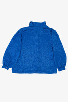 Vintage Blue Jonquil Paisley Pattern Silk Like Button Up Blouse (1980s)