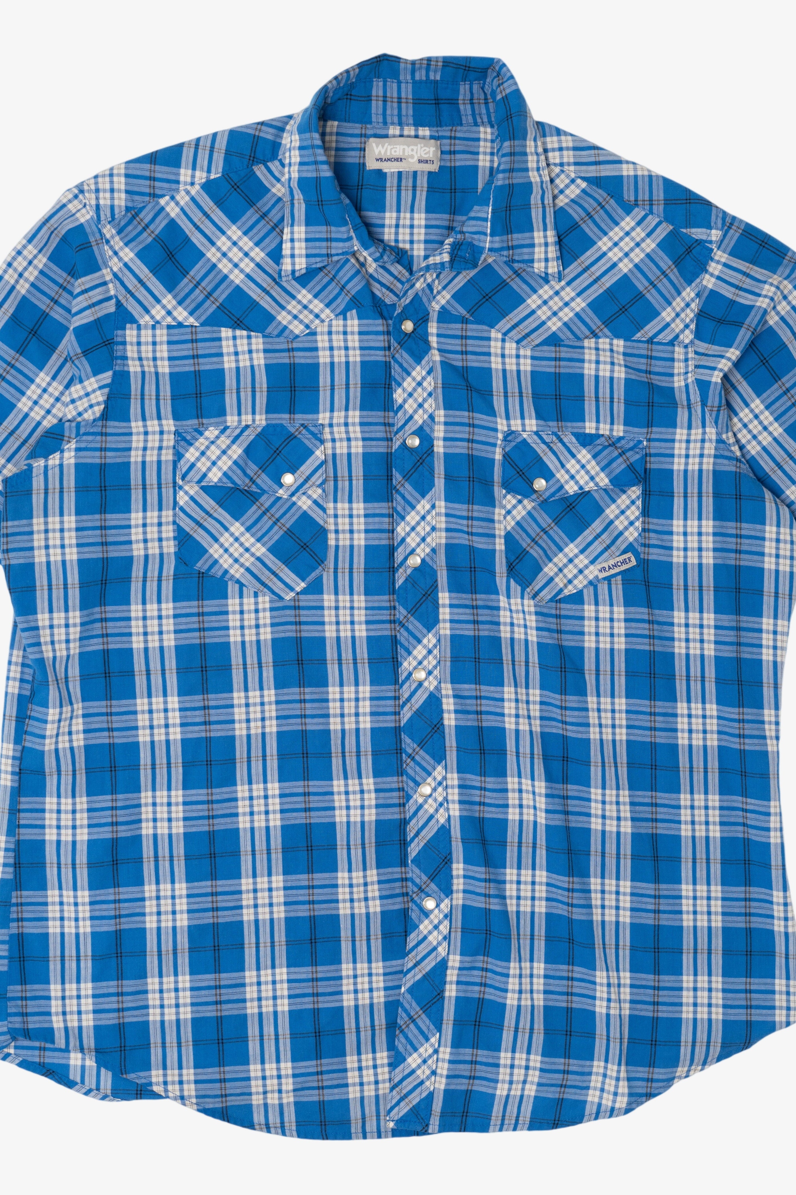 Vintage Blue Wrangler Plaid Button Up Shirt (2000s)