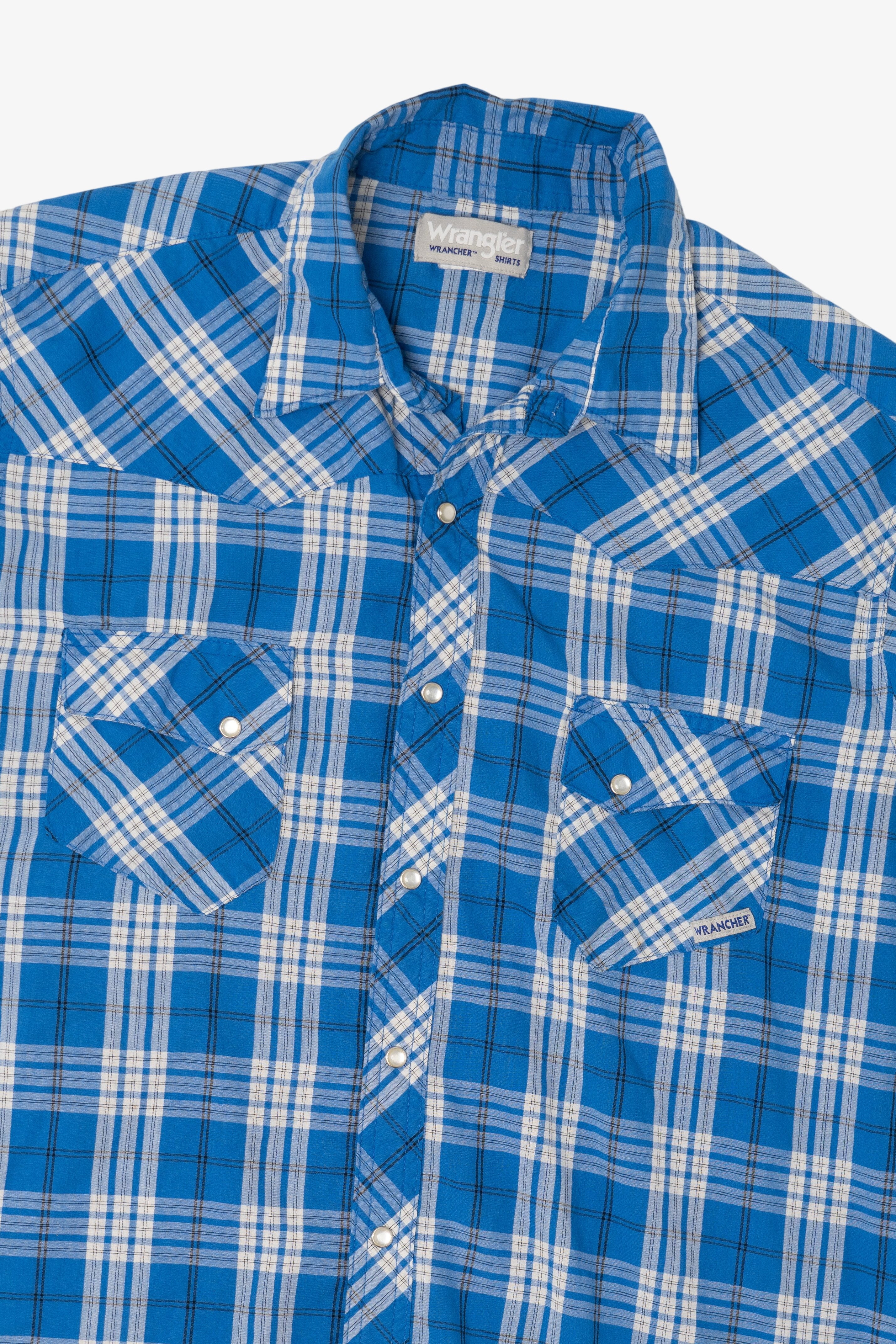 Vintage Blue Wrangler Plaid Button Up Shirt (2000s)
