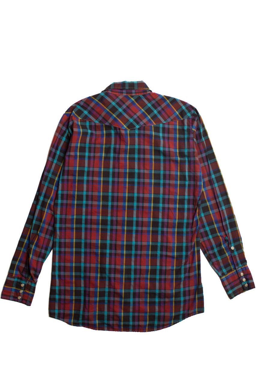 Vintage Plaid Multicolored Saddle King Western Button Up Shirt