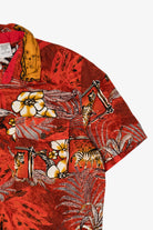 Vintage Red Erin London Tropical Hawaiian Button Up Shirt (1990s)