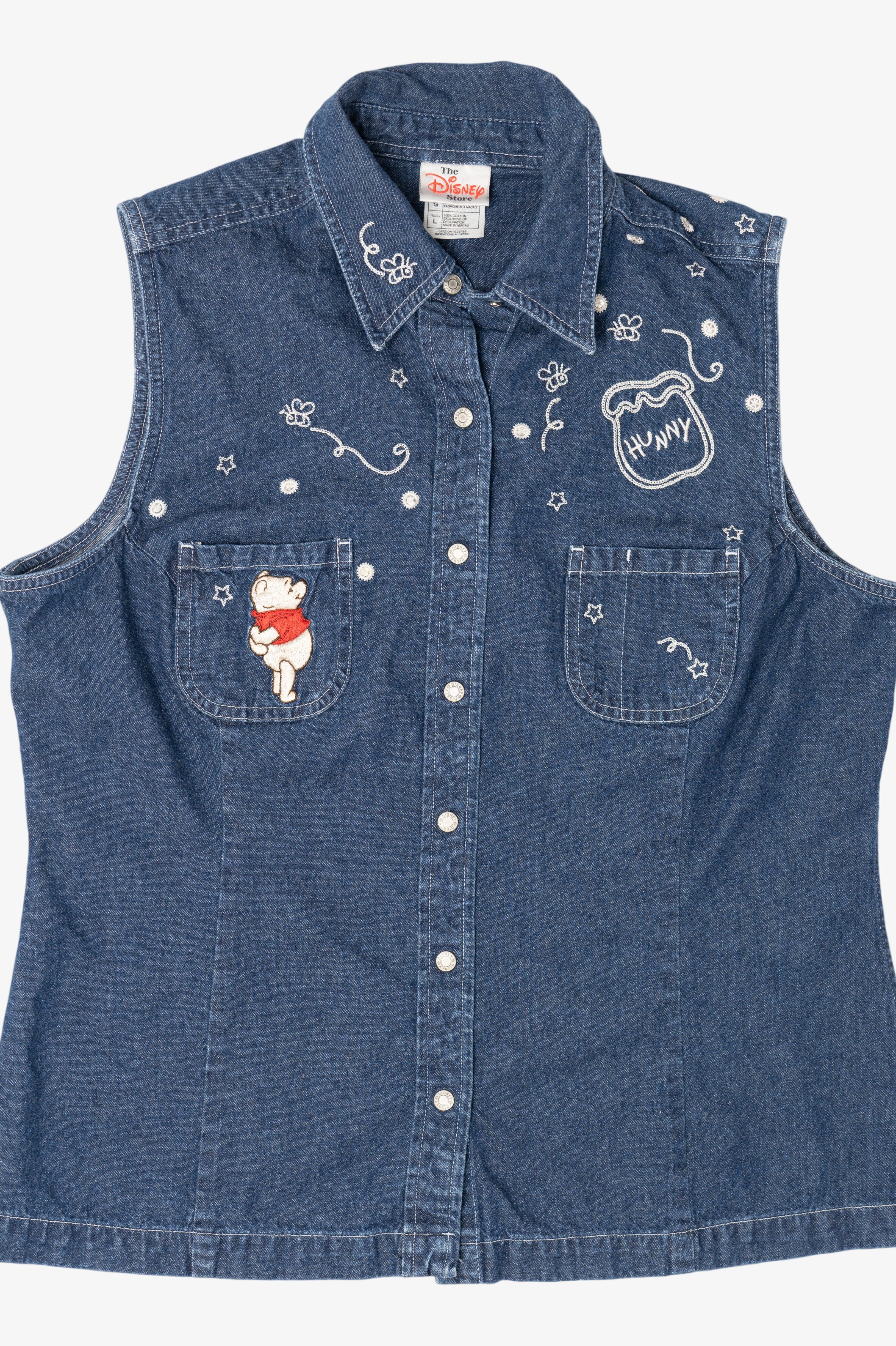 Vintage Disney Winnie The Pooh Honeypot EmbroideredDenim Vest (1990s)