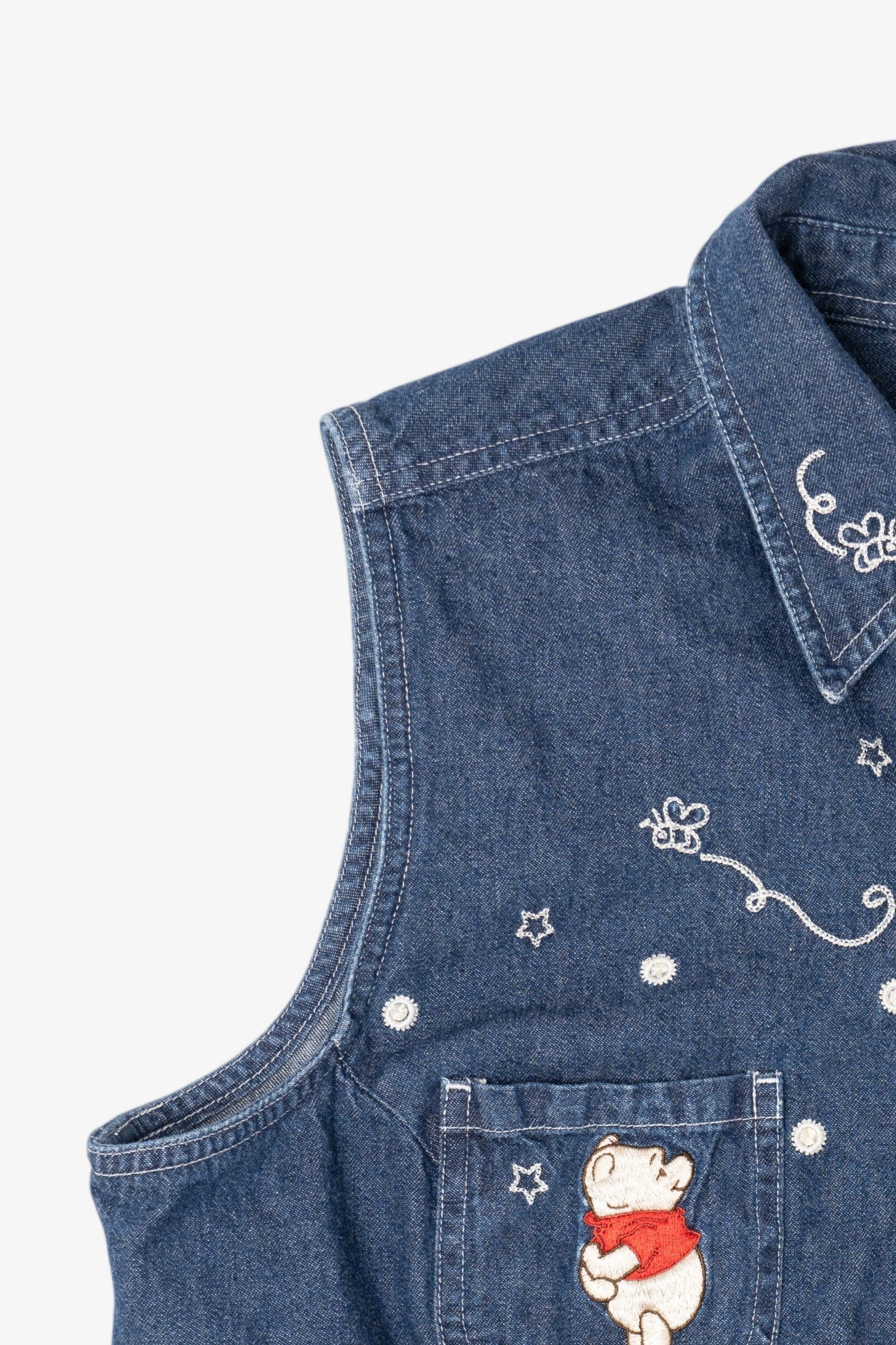Vintage Disney Winnie The Pooh Honeypot EmbroideredDenim Vest (1990s)