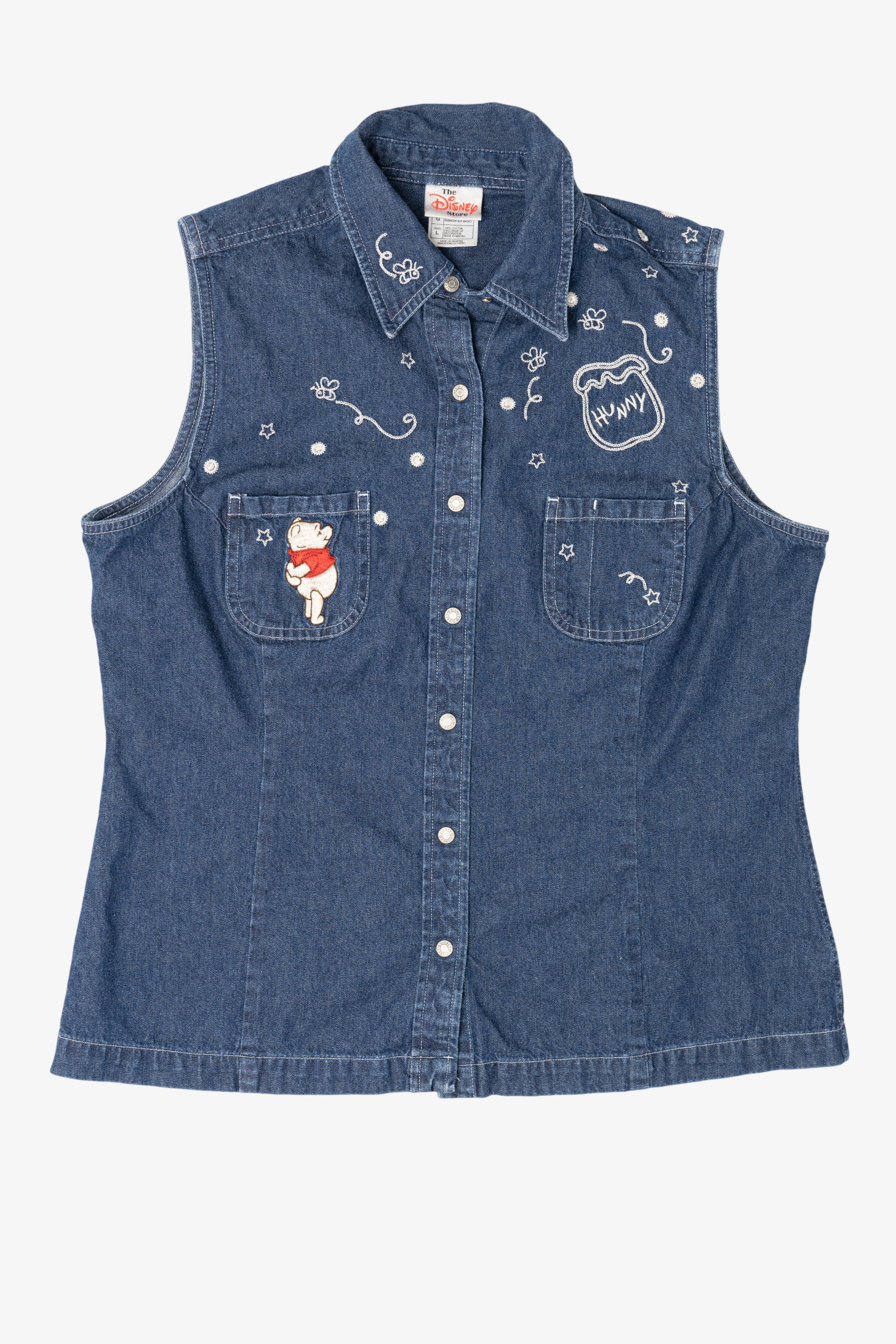 Vintage Disney Winnie The Pooh Honeypot EmbroideredDenim Vest (1990s)
