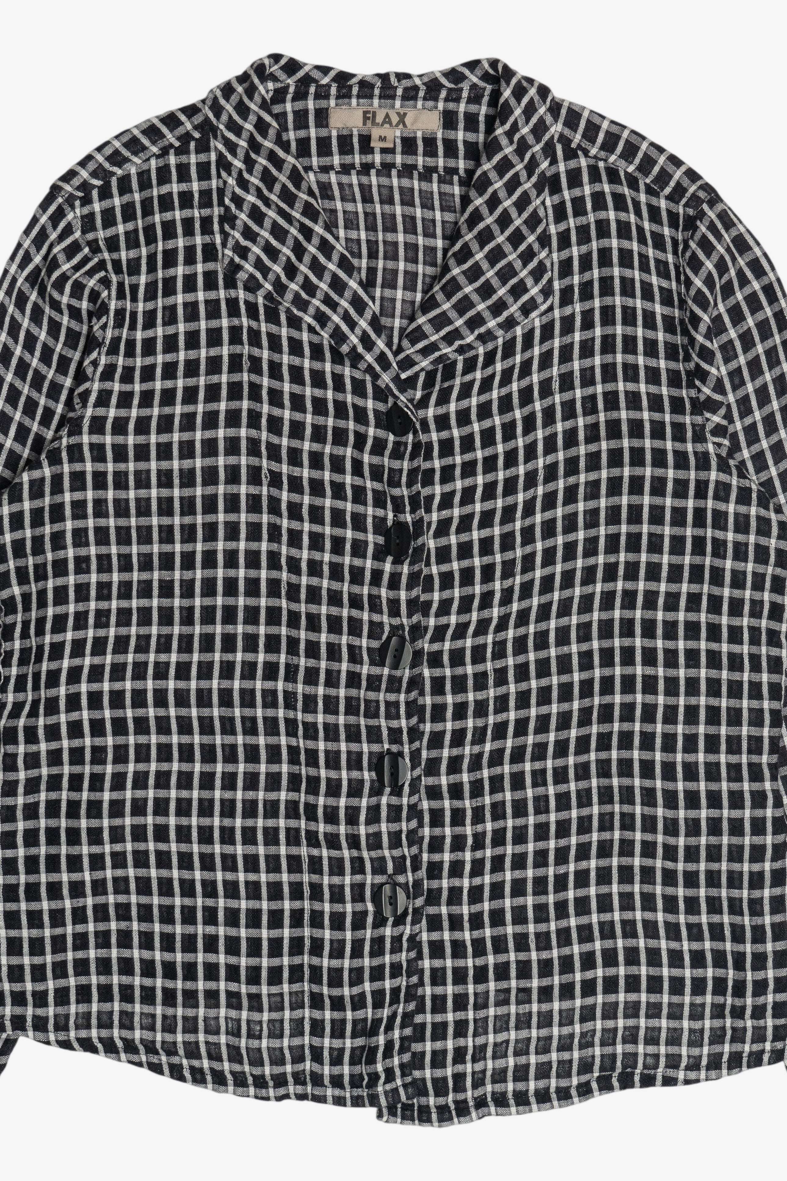  Flax Grid Linen Button Up Top (2020s)