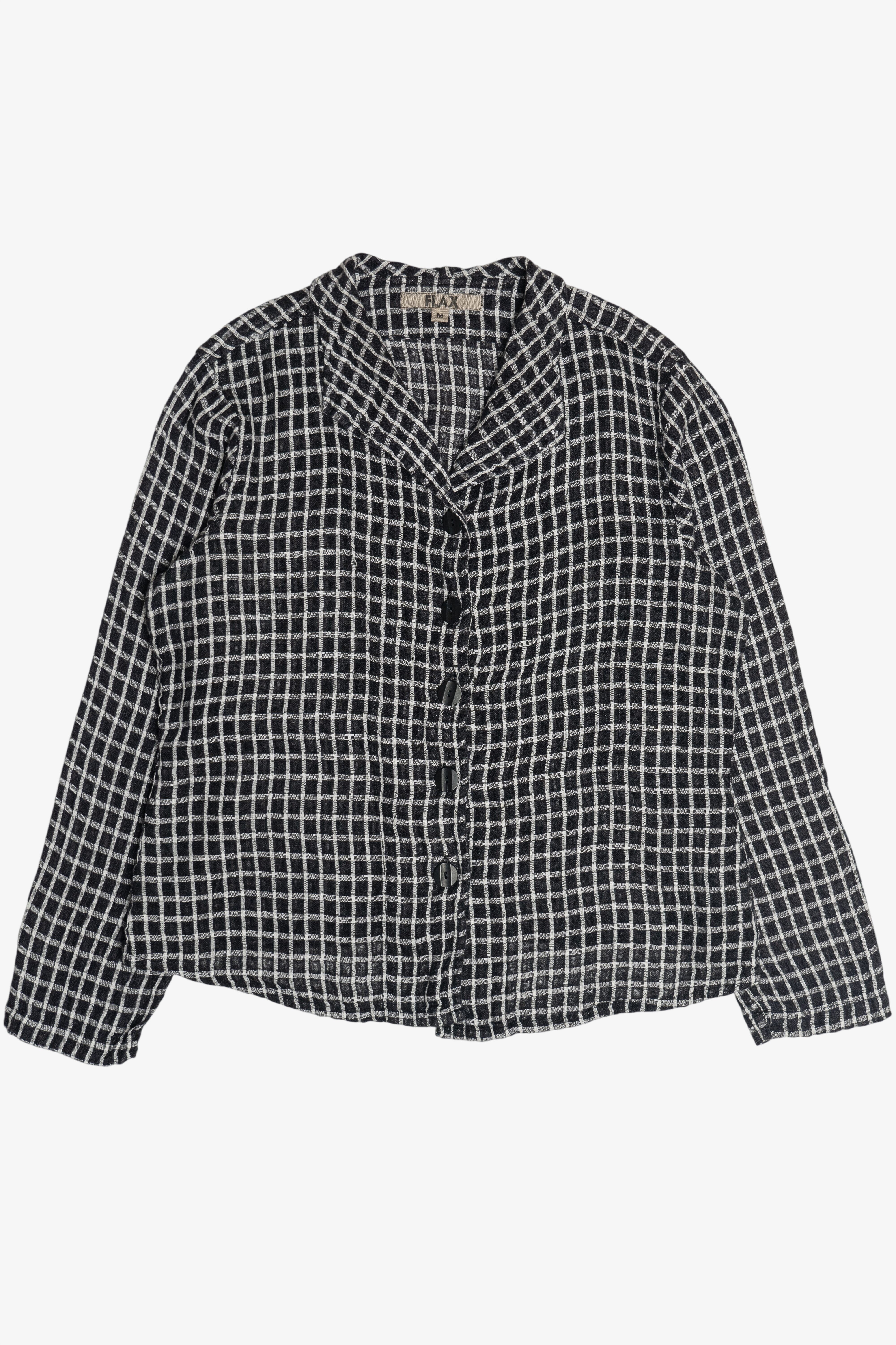  Flax Grid Linen Button Up Top (2020s)