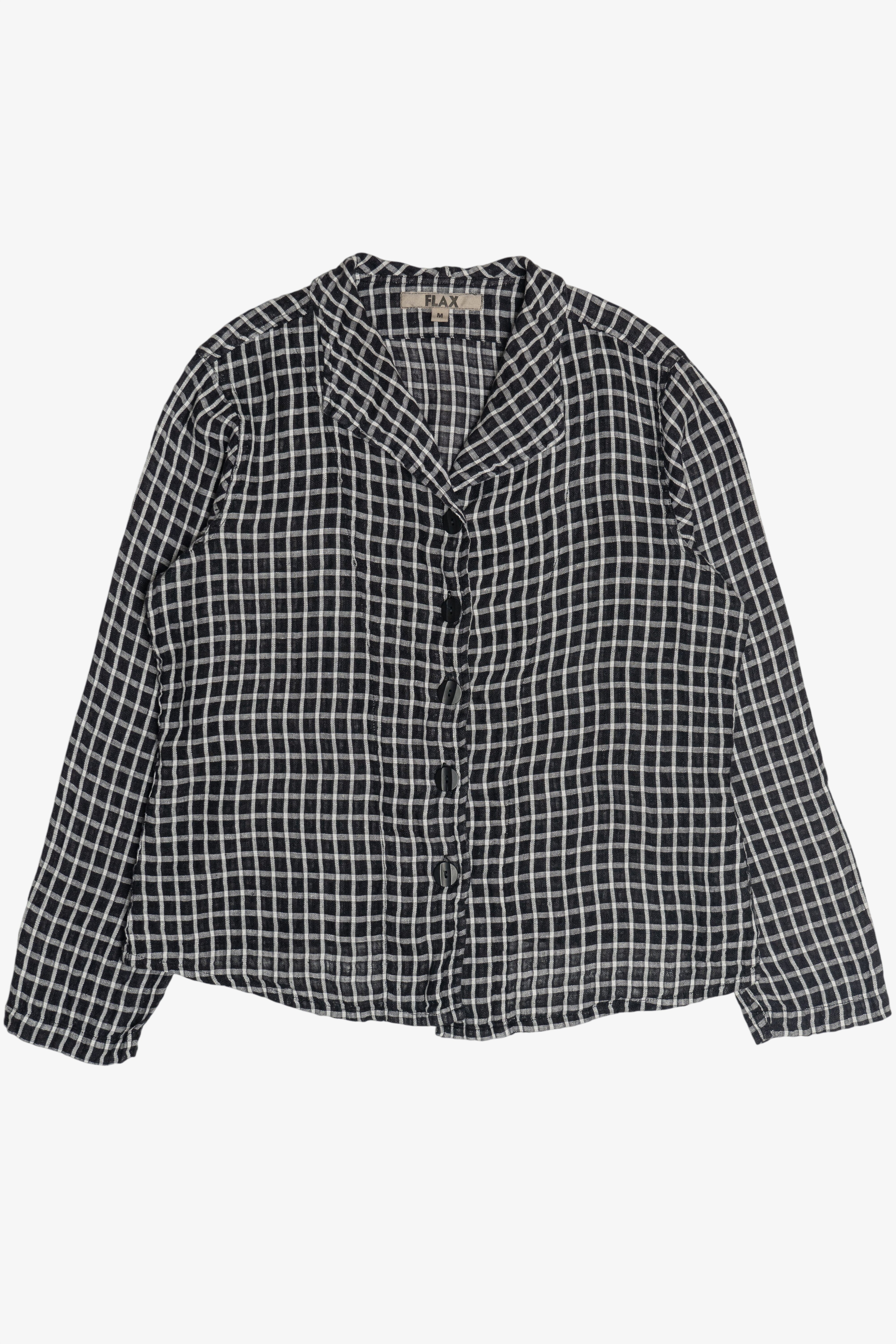  Flax Grid Linen Button Up Top (2020s)