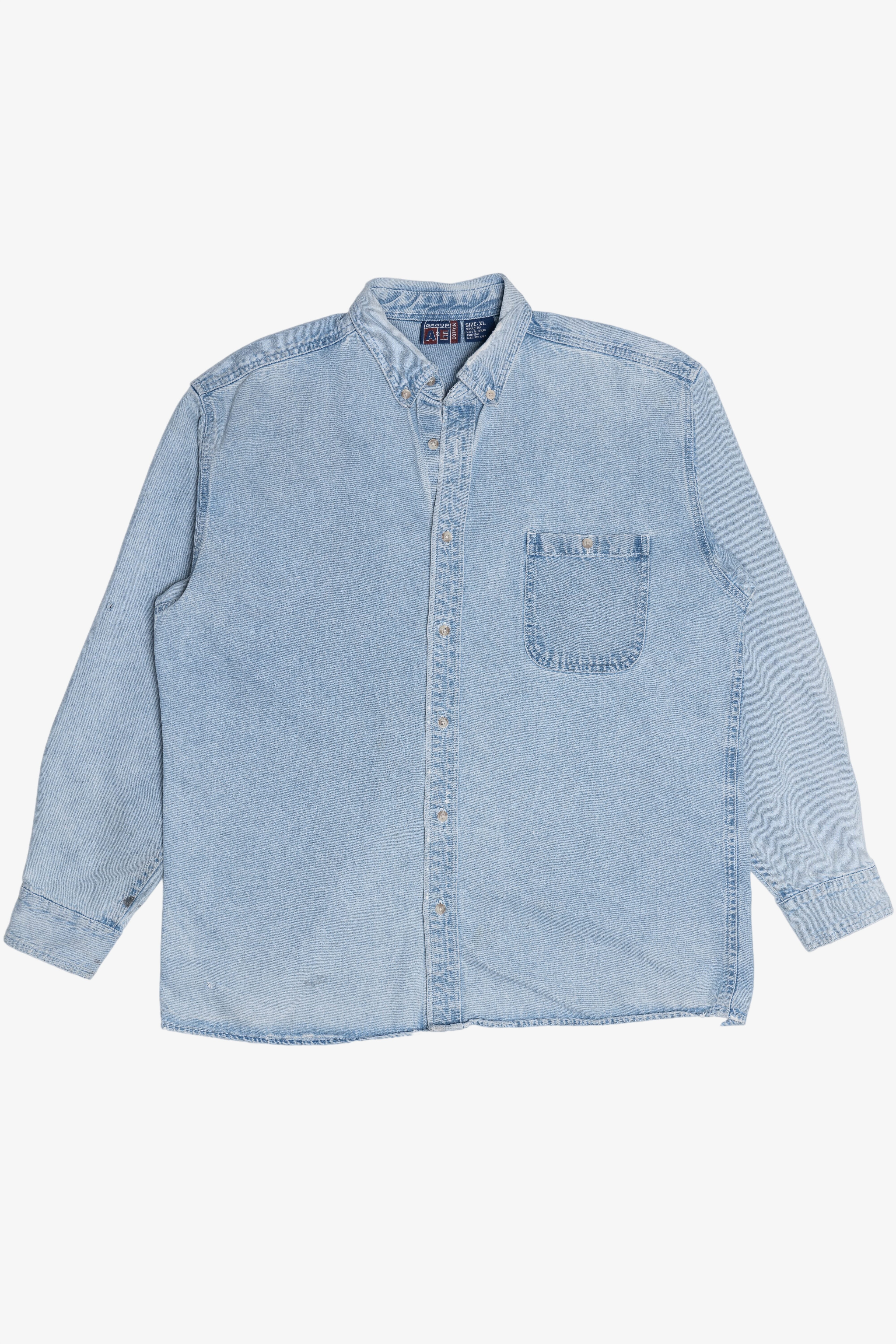 Vintage Distressed A&E Embroidered Moose Denim Button Up (1990s)