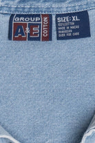 Vintage Distressed A&E Embroidered Moose Denim Button Up (1990s)