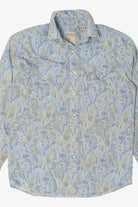 Vintage Light Blue Paisley Pattern Roper Button Up Shirt (2000s)