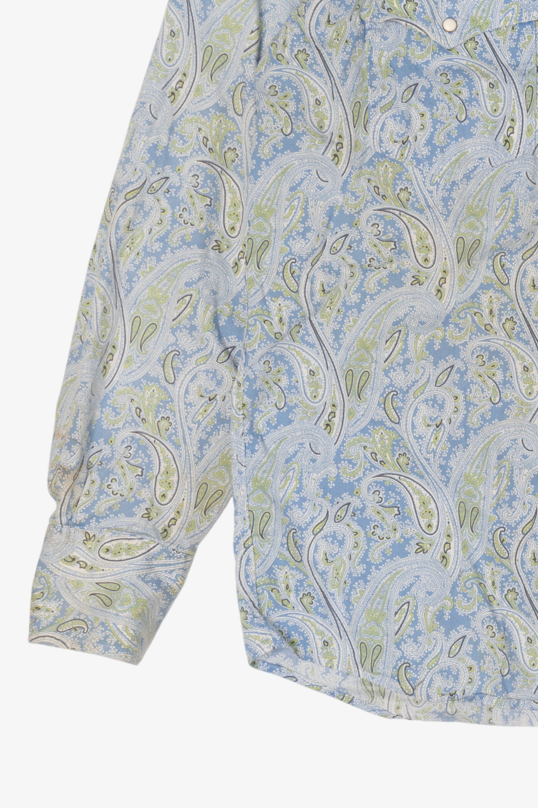 Vintage Light Blue Paisley Pattern Roper Button Up Shirt (2000s)