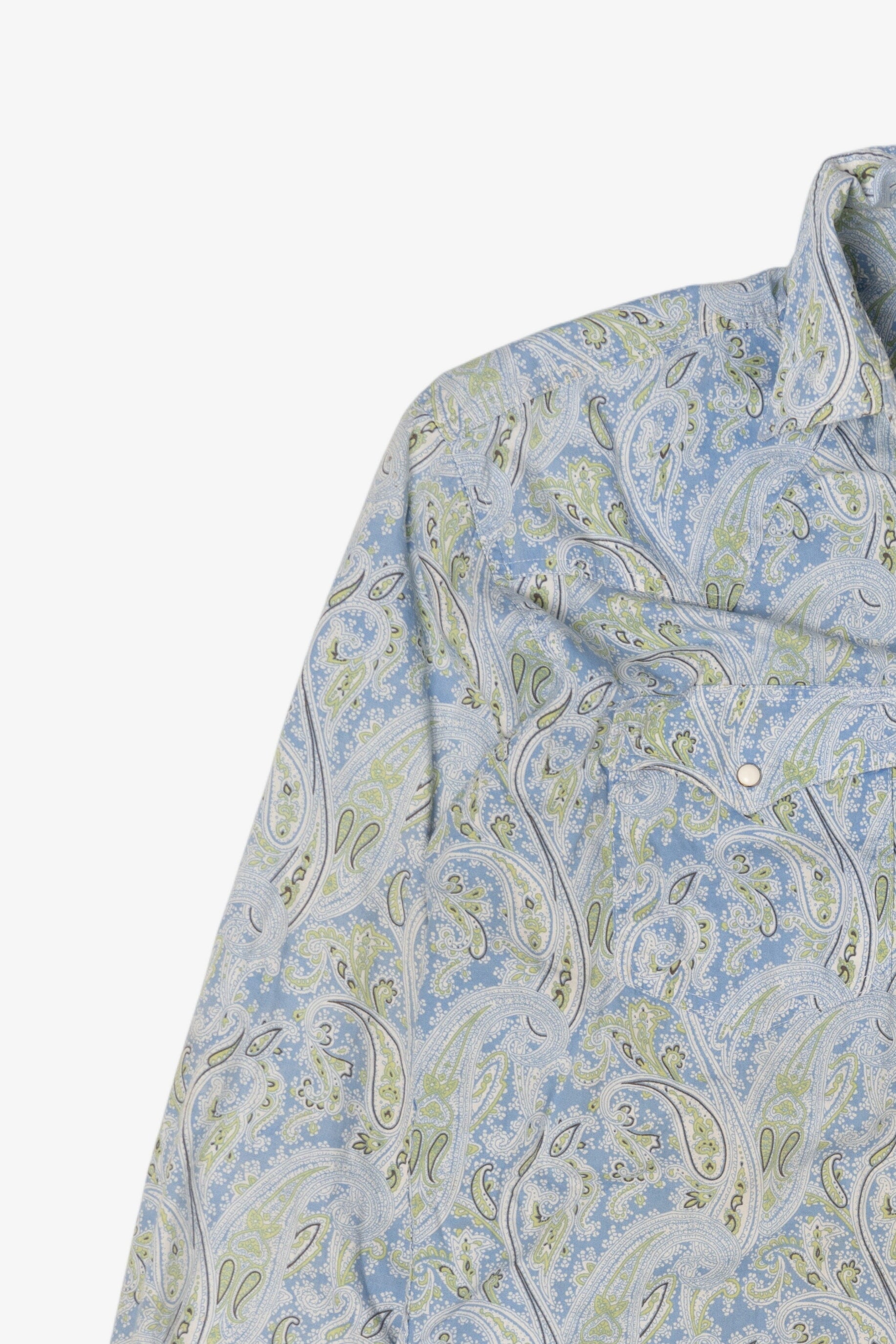 Vintage Light Blue Paisley Pattern Roper Button Up Shirt (2000s)