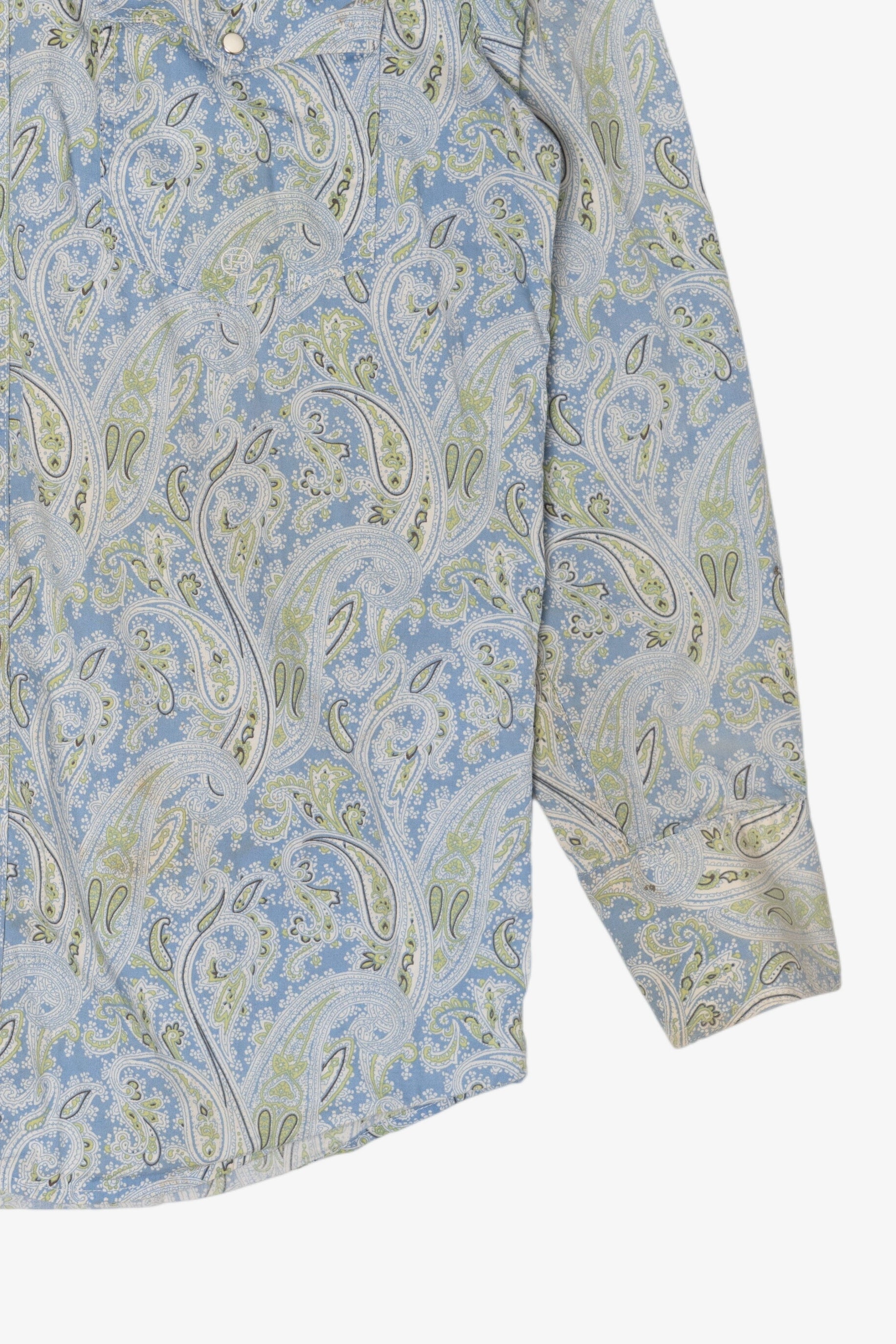 Vintage Light Blue Paisley Pattern Roper Button Up Shirt (2000s)