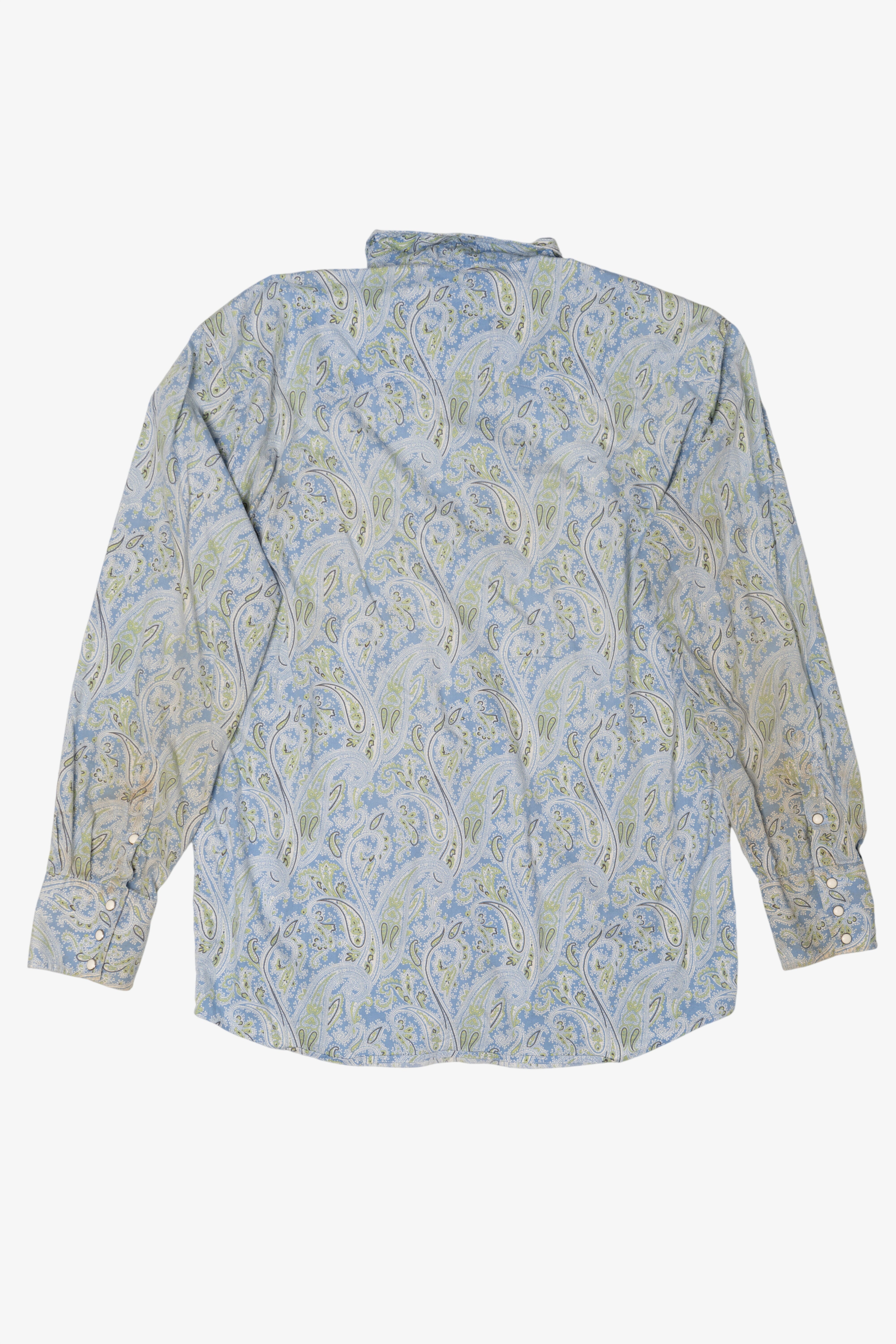 Vintage Light Blue Paisley Pattern Roper Button Up Shirt (2000s)