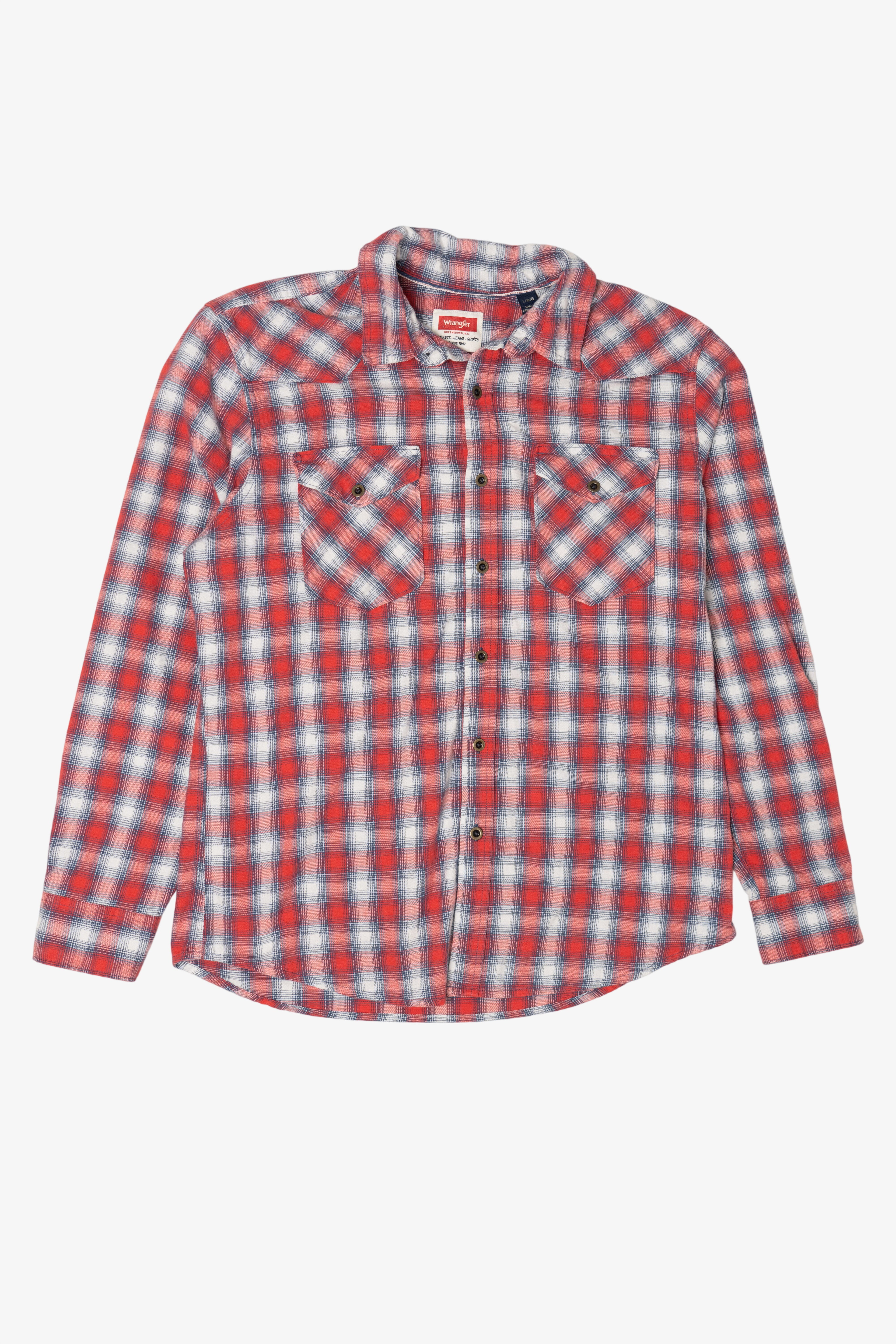 Red Plaid Wrangler Button Up Shirt