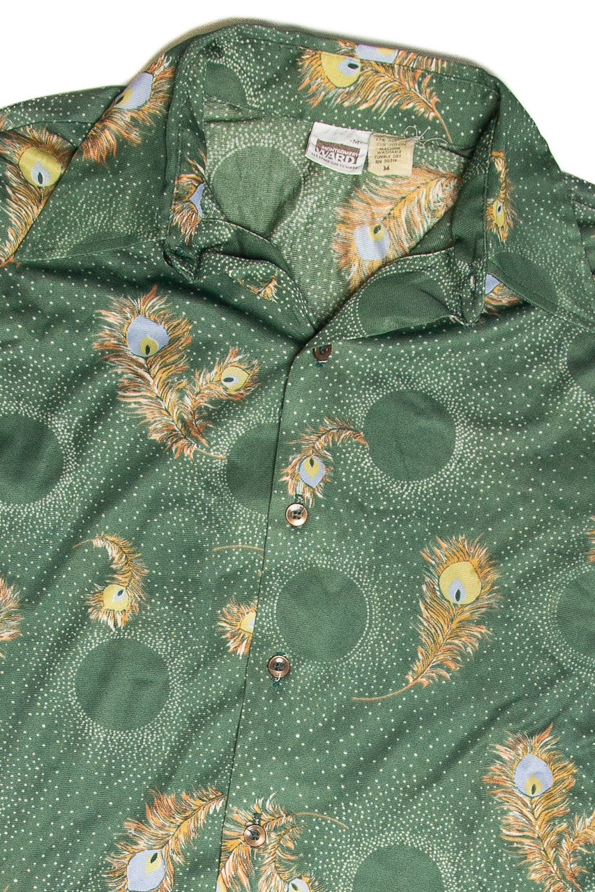 Vintage Peacock Feather Button Up Shirt
