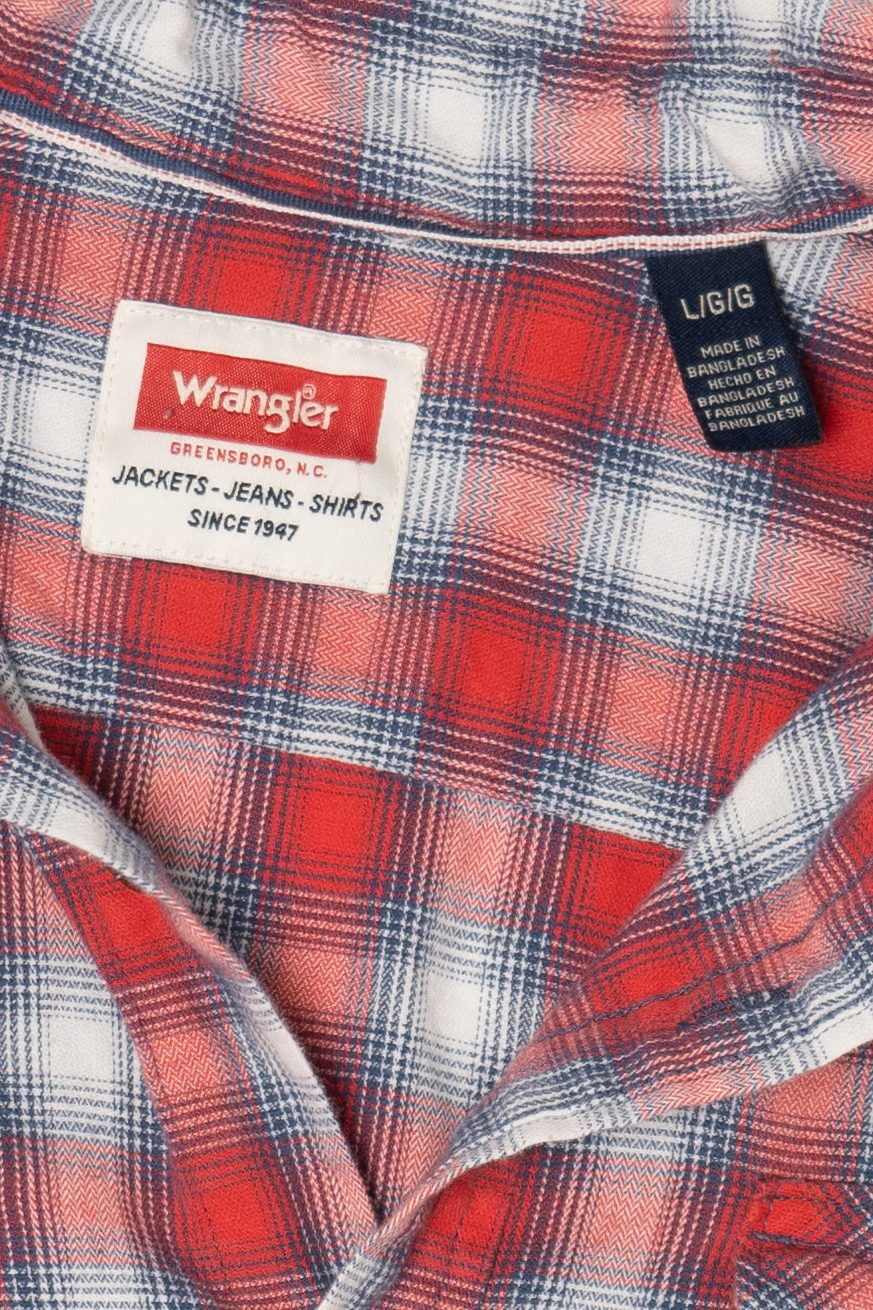 Red Plaid Wrangler Button Up Shirt