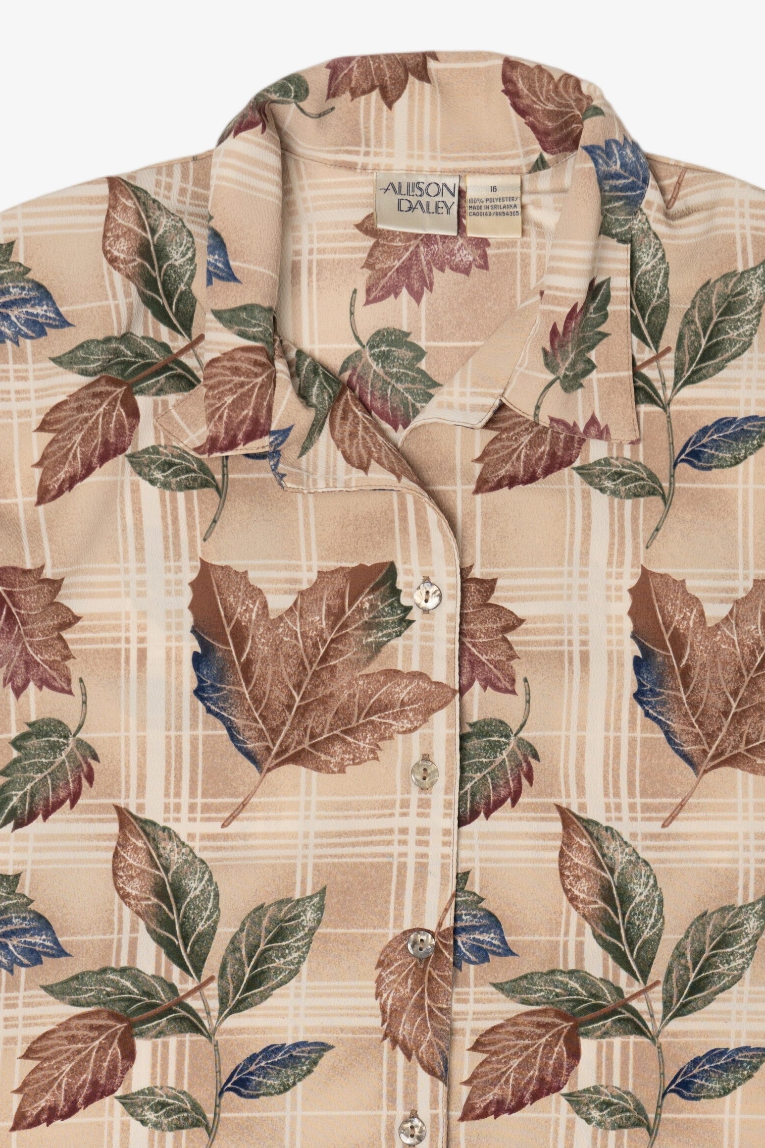Vintage Allison Daley Autumn Leaves Button Up Shirt (1990s)