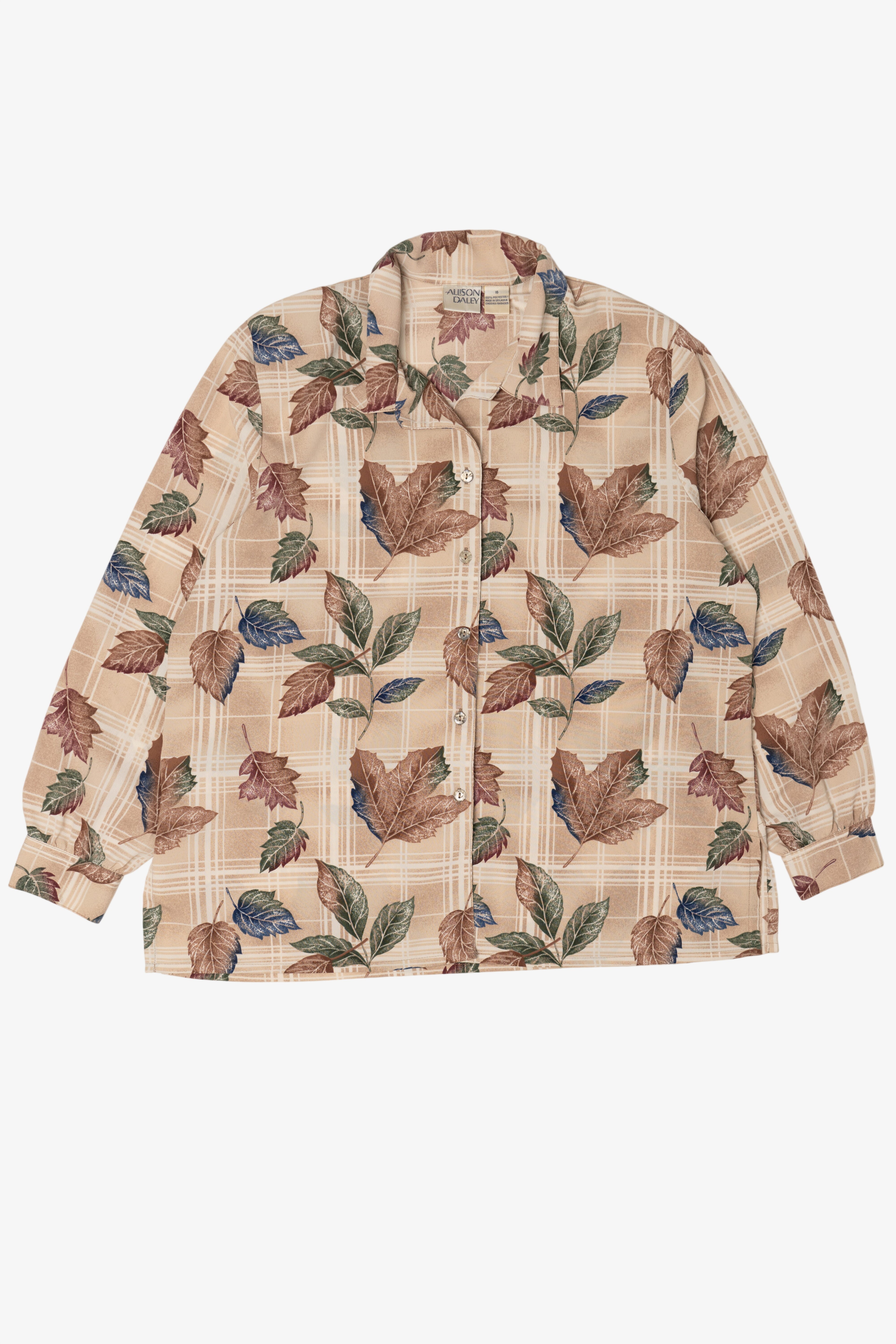 Vintage Allison Daley Autumn Leaves Button Up Shirt (1990s)