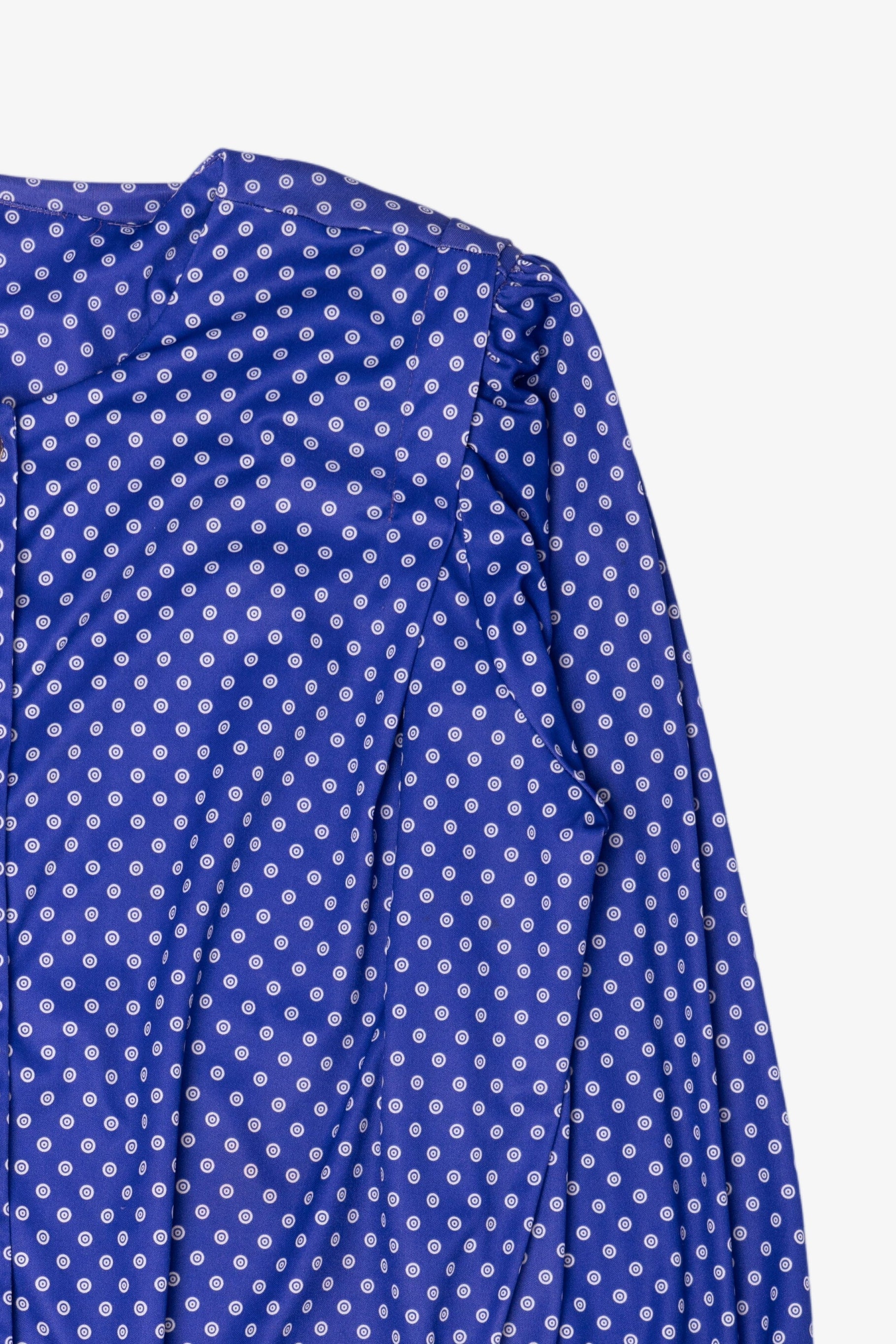 Vintage Earth Angel Blue Polka Dot Button Up Shirt (1980s)