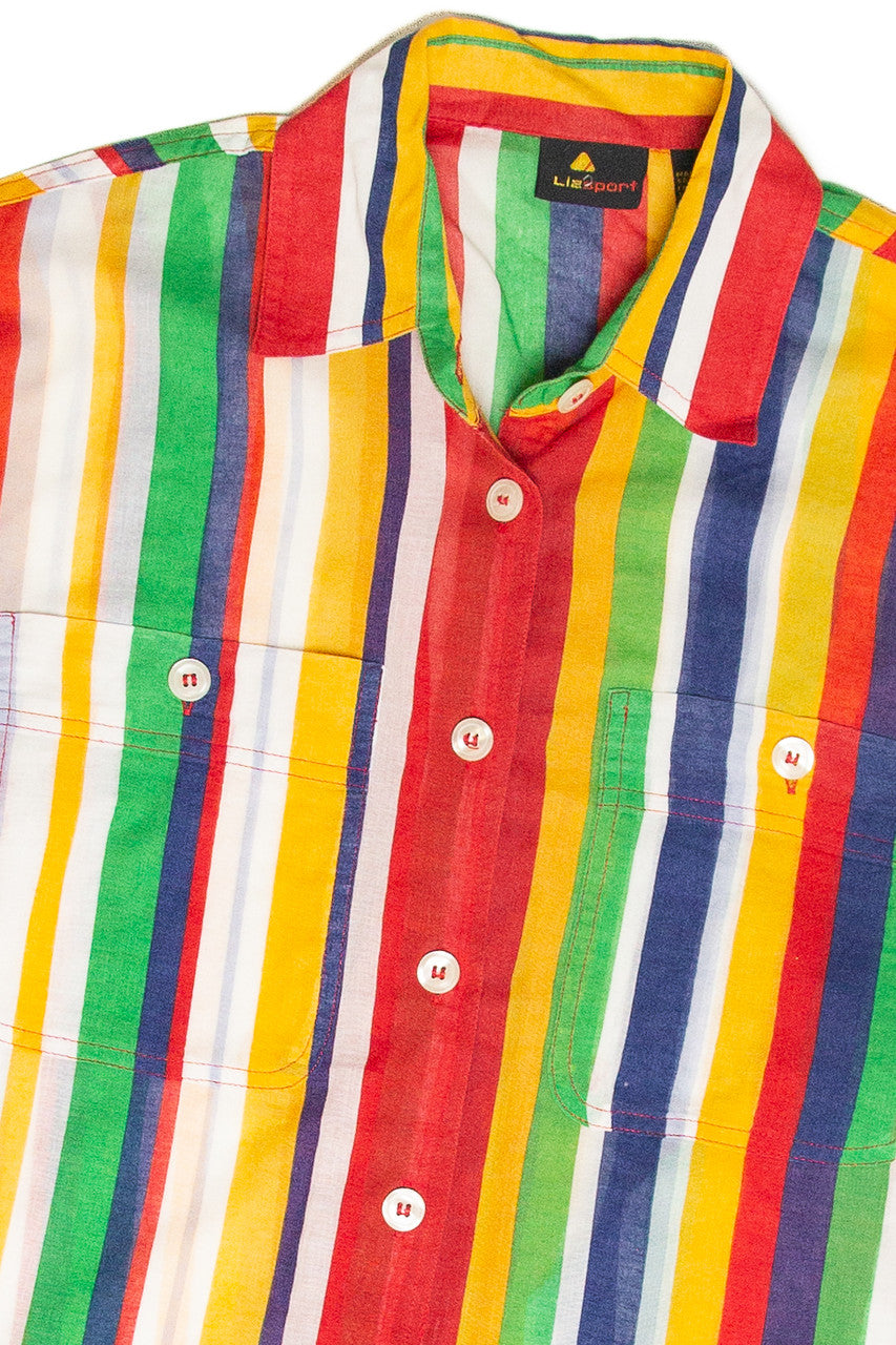 Vintage Liz Sport Striped Button Up Shirt