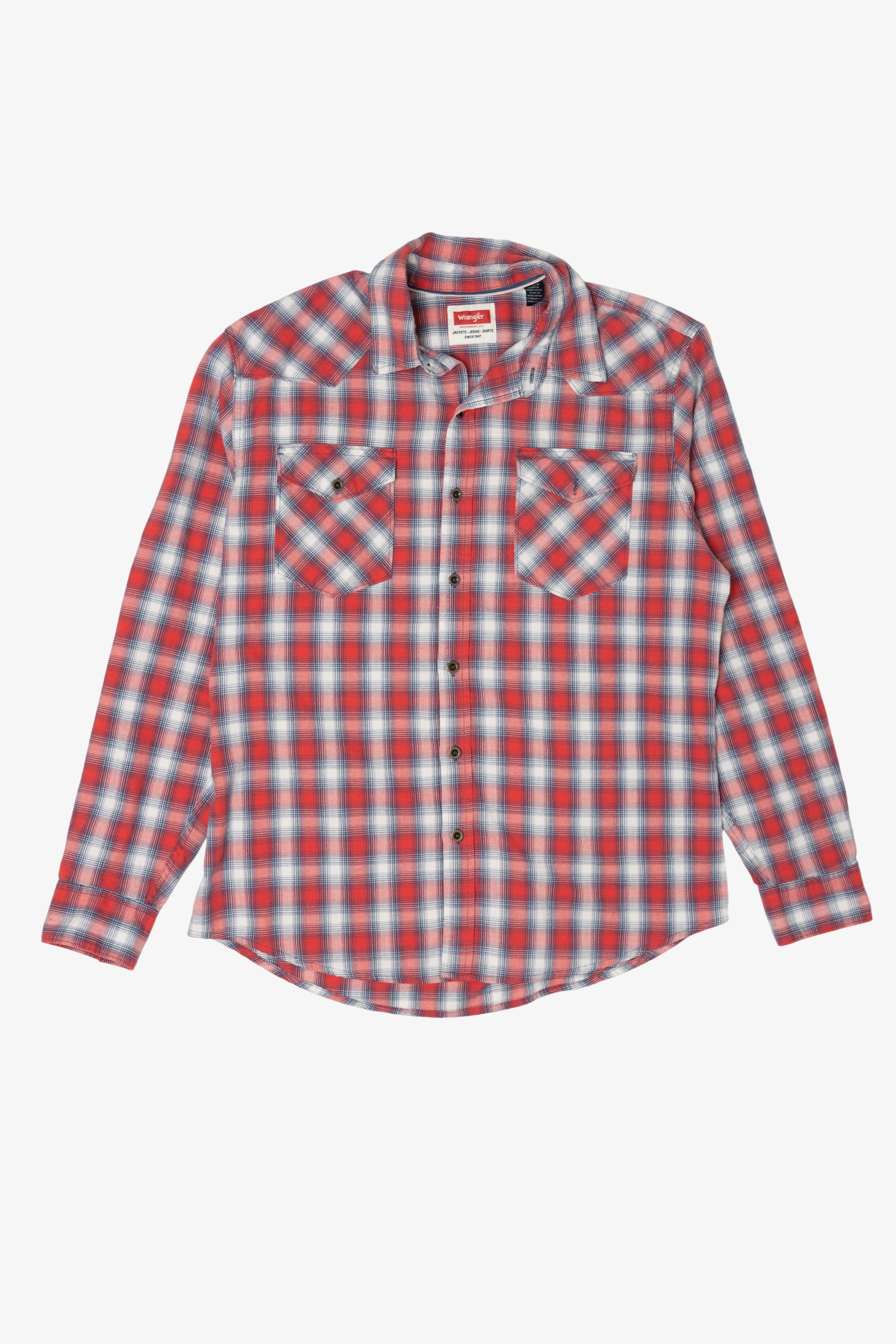 Red Plaid Wrangler Button Up Shirt