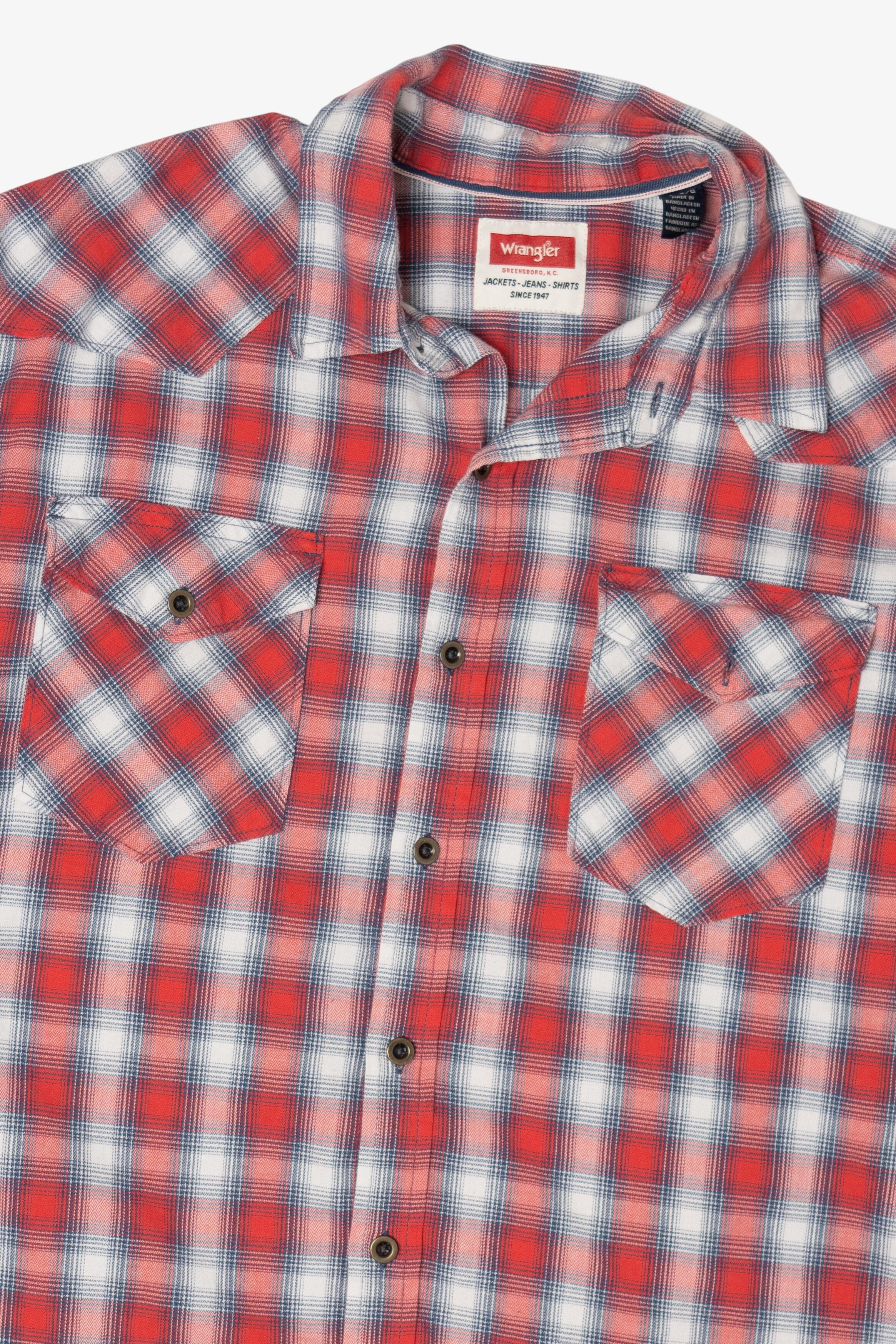 Red Plaid Wrangler Button Up Shirt