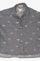 Linen Christian Siriano White Tigers Button Up Shirt (2010s)