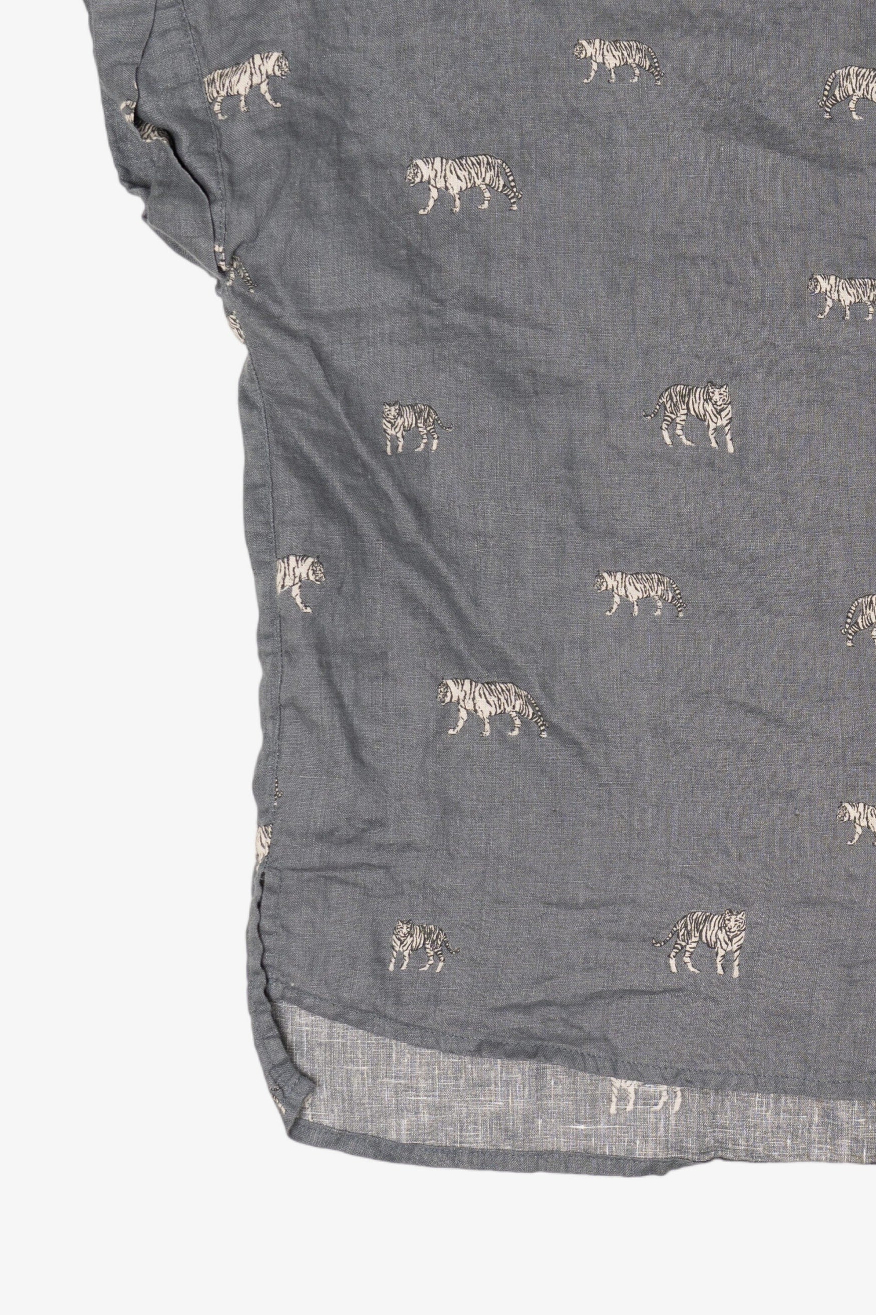 Linen Christian Siriano White Tigers Button Up Shirt (2010s)