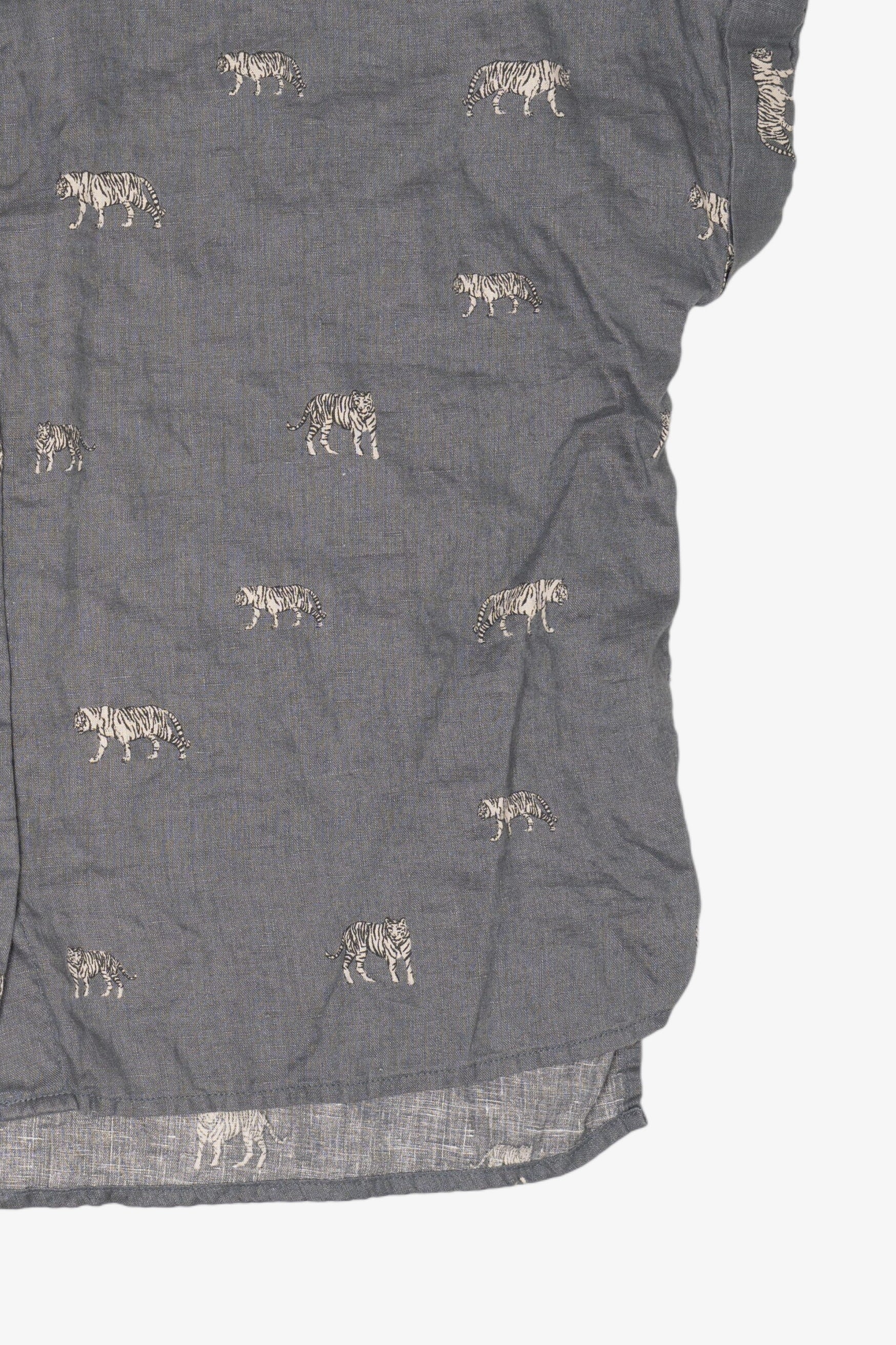 Linen Christian Siriano White Tigers Button Up Shirt (2010s)