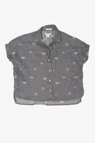 Linen Christian Siriano White Tigers Button Up Shirt (2010s)