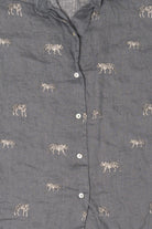 Linen Christian Siriano White Tigers Button Up Shirt (2010s)