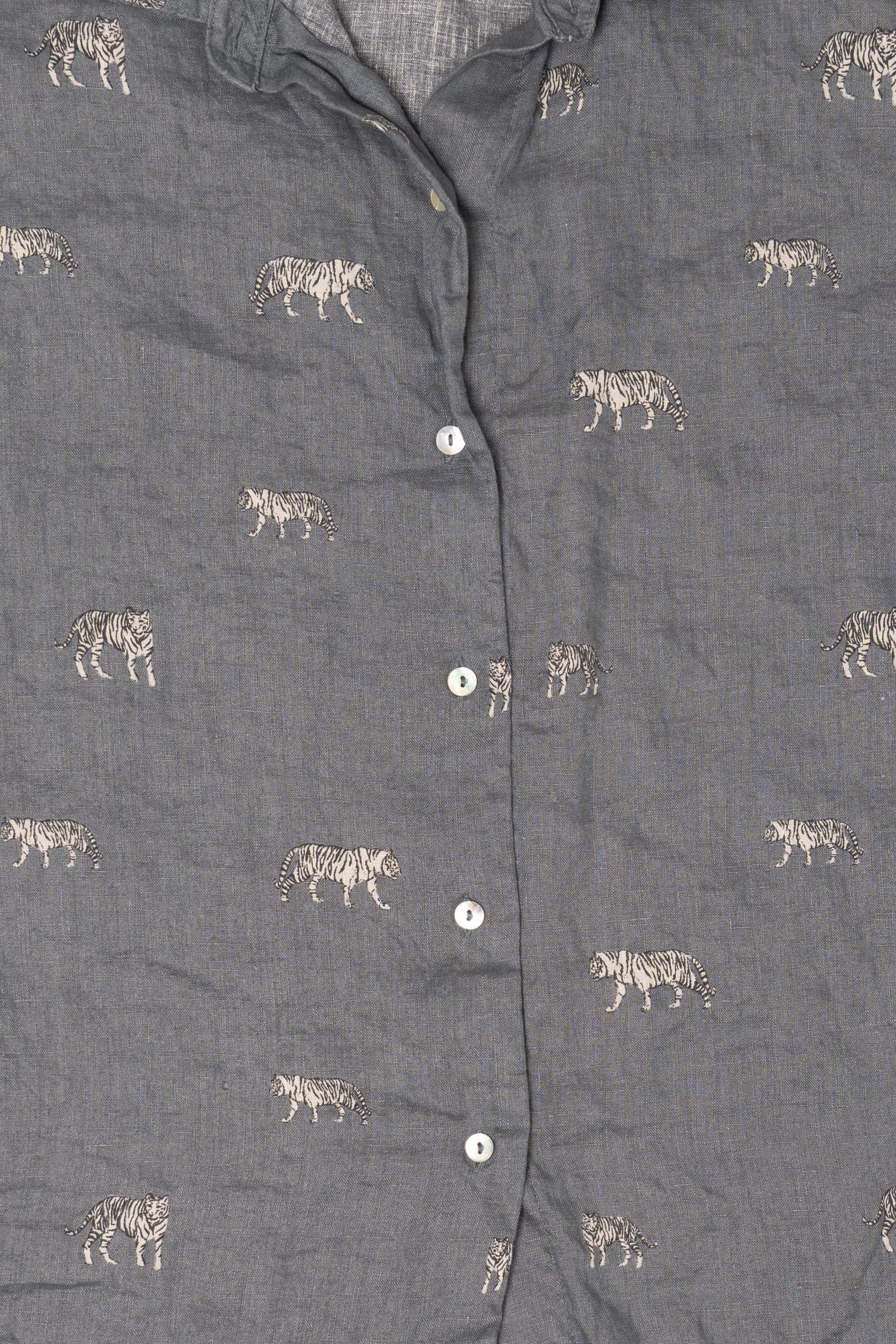 Linen Christian Siriano White Tigers Button Up Shirt (2010s)